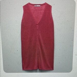 Zara linen Knit tunic style long sleeveless cardigan/Vest - like new